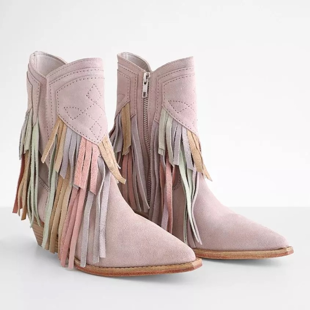 Free People Lawless Fringe Suede Western Boots